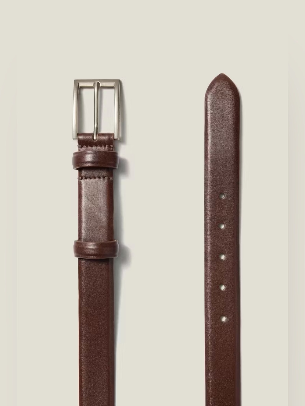 Bonobos leather dress belt - dark brown with silver - 36